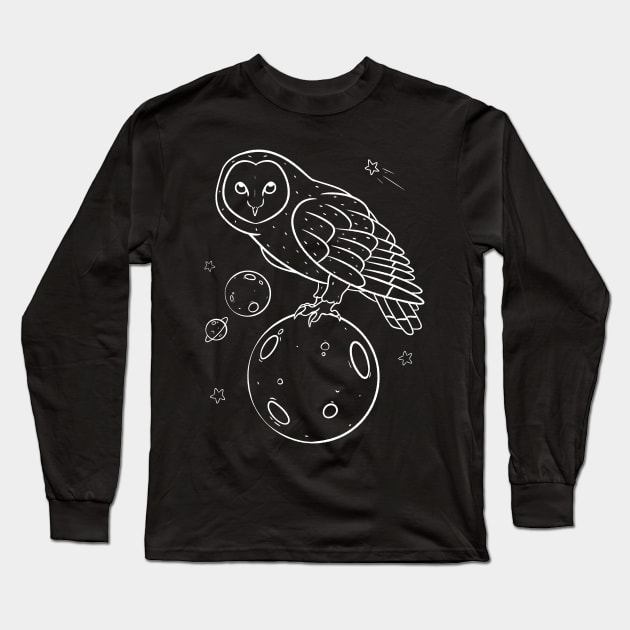 Space Owl Long Sleeve T-Shirt by BirdPresident